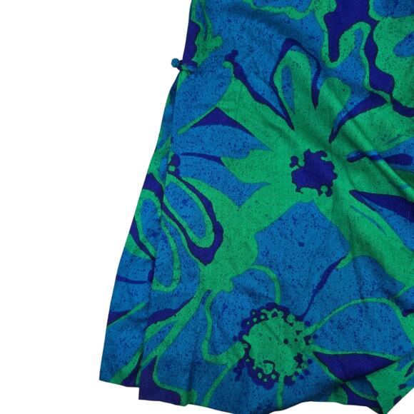 Vintage Liberty House Hawaiian Dress Size 10 Blue Green Floral Maxi Short Sleeve - Picture 2 of 7